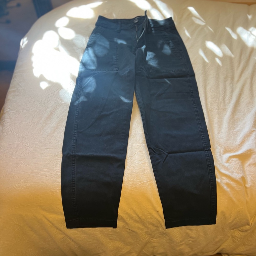A New Day - Dark Organic Stretch Cotton Chino Cropped Wide Leg Pants